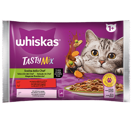 Whiskas пауч за котки TASTY MIX - избор на готвача 4 х 85 гр